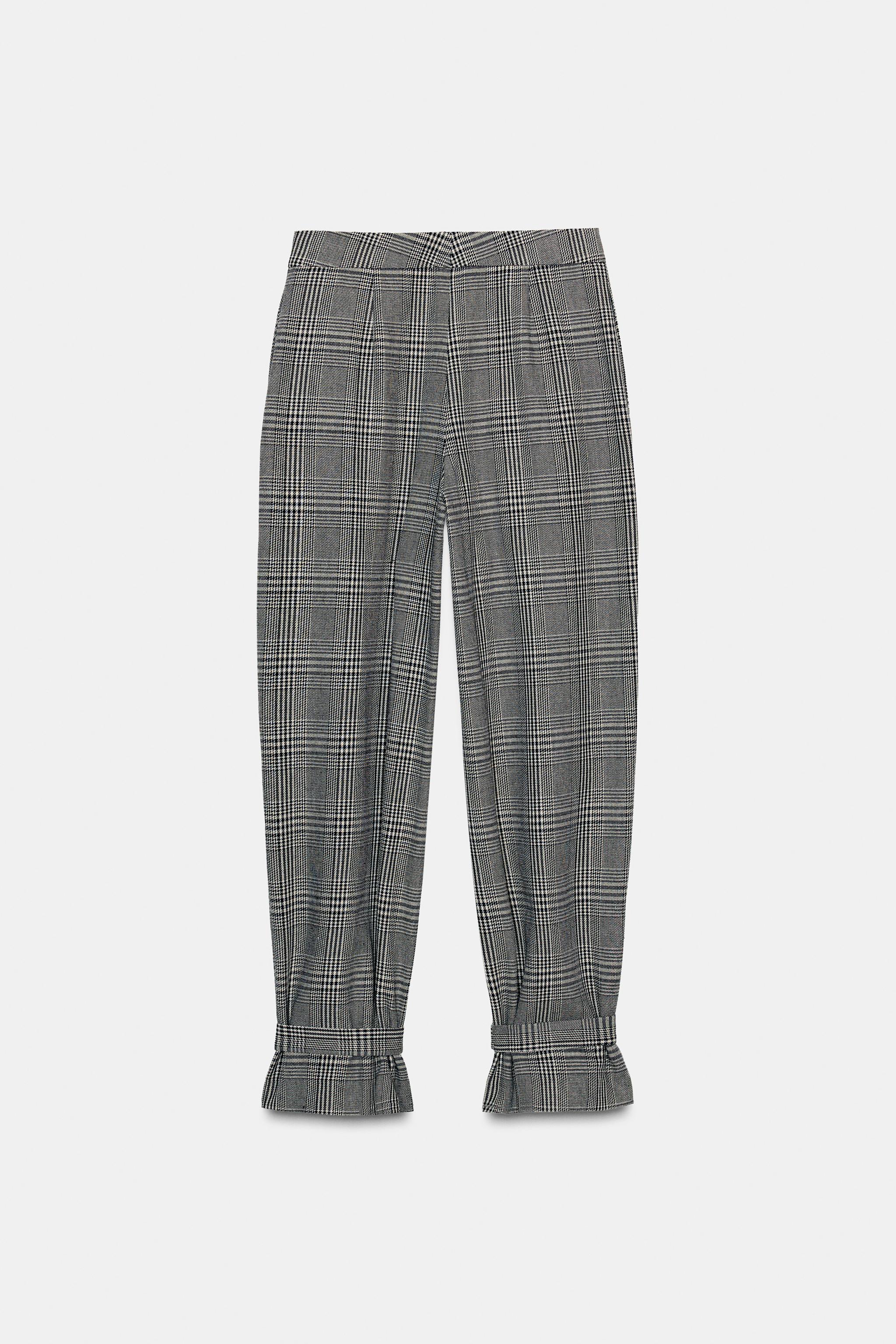 HOUNDSTOOTH PANTS WITH BOW HEM